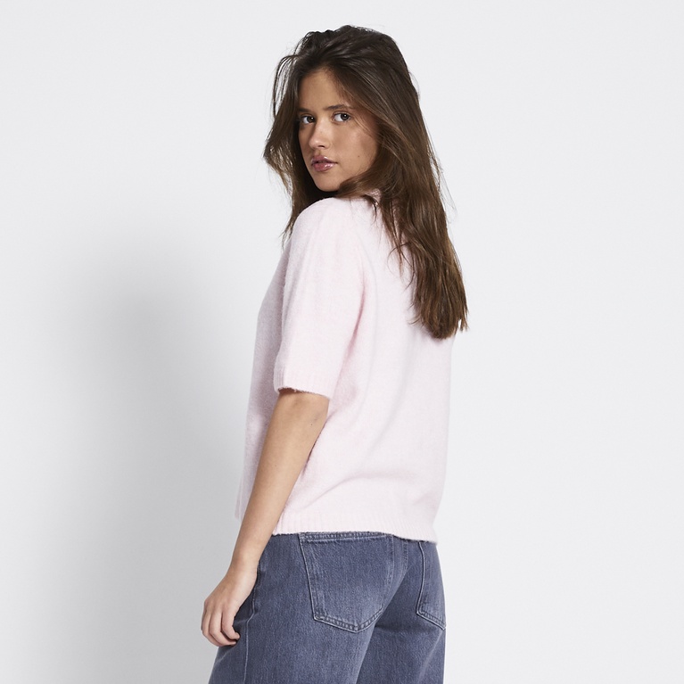 Basic short sleeve knit cardigan "Margot" Light Pink